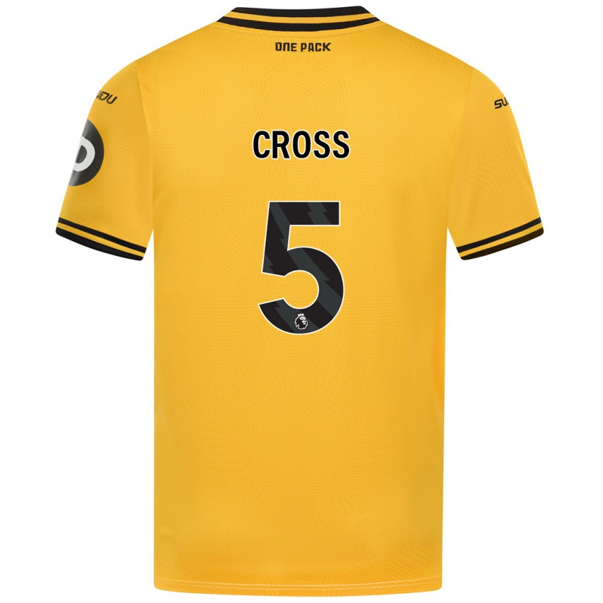 Gyermek Emma Cross #5 Sárga Hazai Jersey 2024/25 Mez Póló Ing