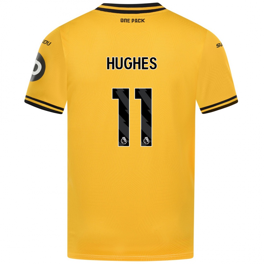 Gyermek Amber Hughes #11 Sárga Hazai Jersey 2024/25 Mez Póló Ing