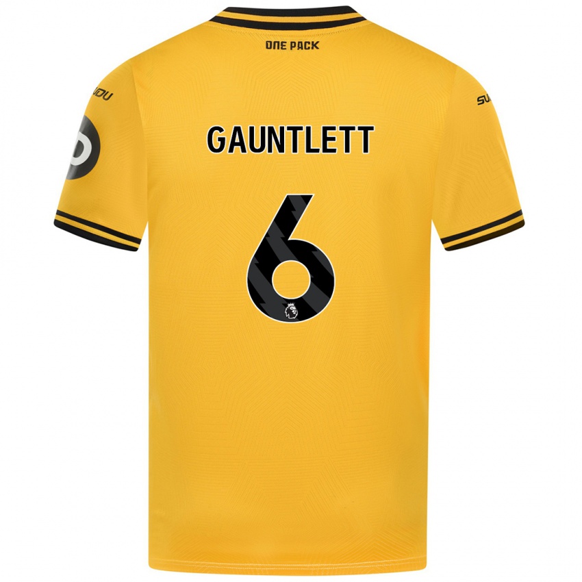 Gyermek Maz Gauntlett #6 Sárga Hazai Jersey 2024/25 Mez Póló Ing