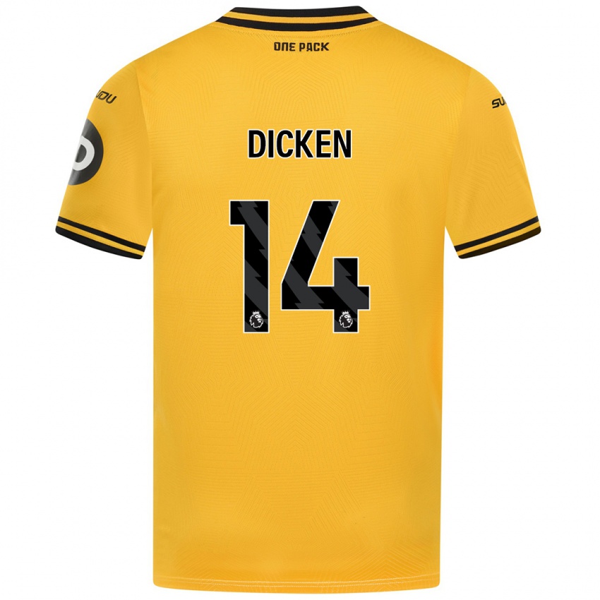 Gyermek Amy Dicken #14 Sárga Hazai Jersey 2024/25 Mez Póló Ing