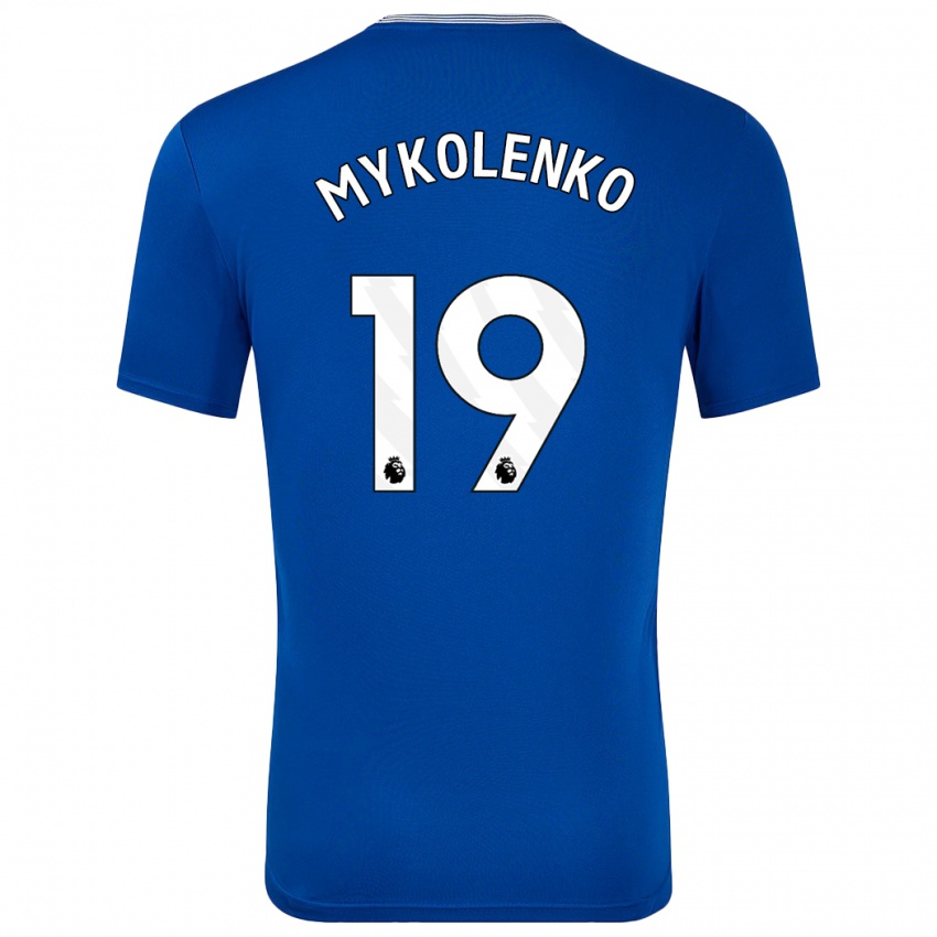 Gyermek Vitaliy Mykolenko #19 Kék -Val Hazai Jersey 2024/25 Mez Póló Ing