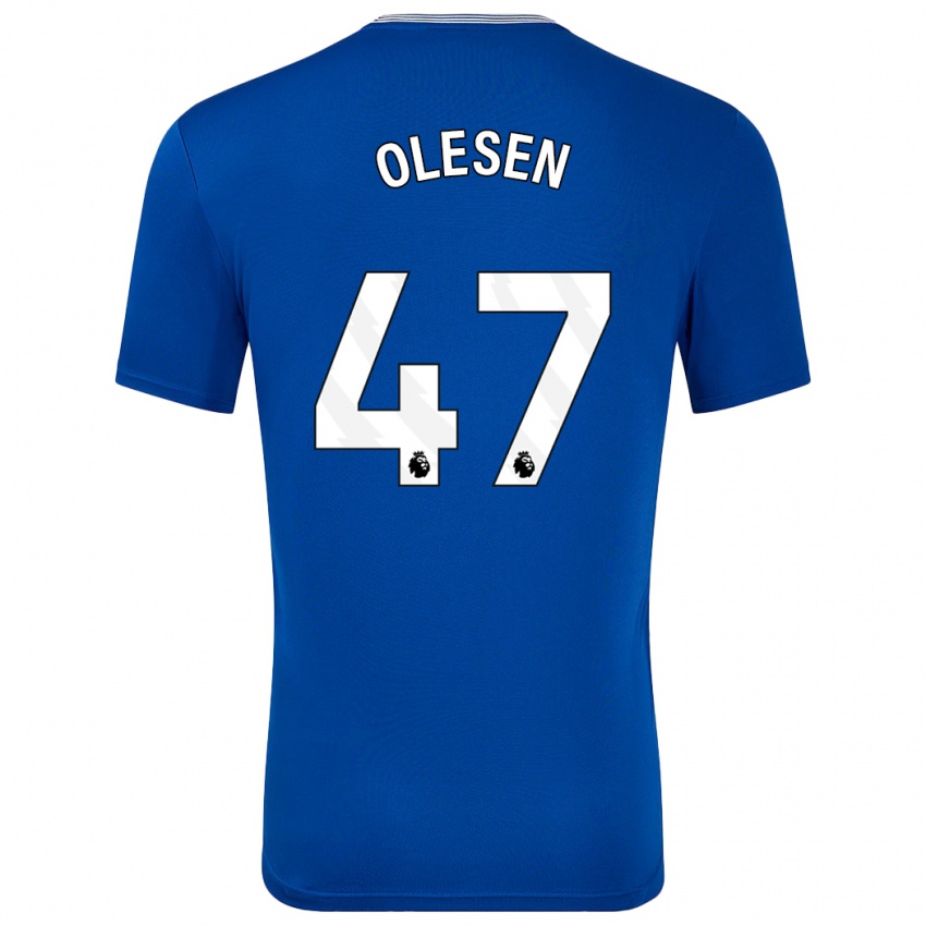 Gyermek Karoline Olesen #47 Kék -Val Hazai Jersey 2024/25 Mez Póló Ing