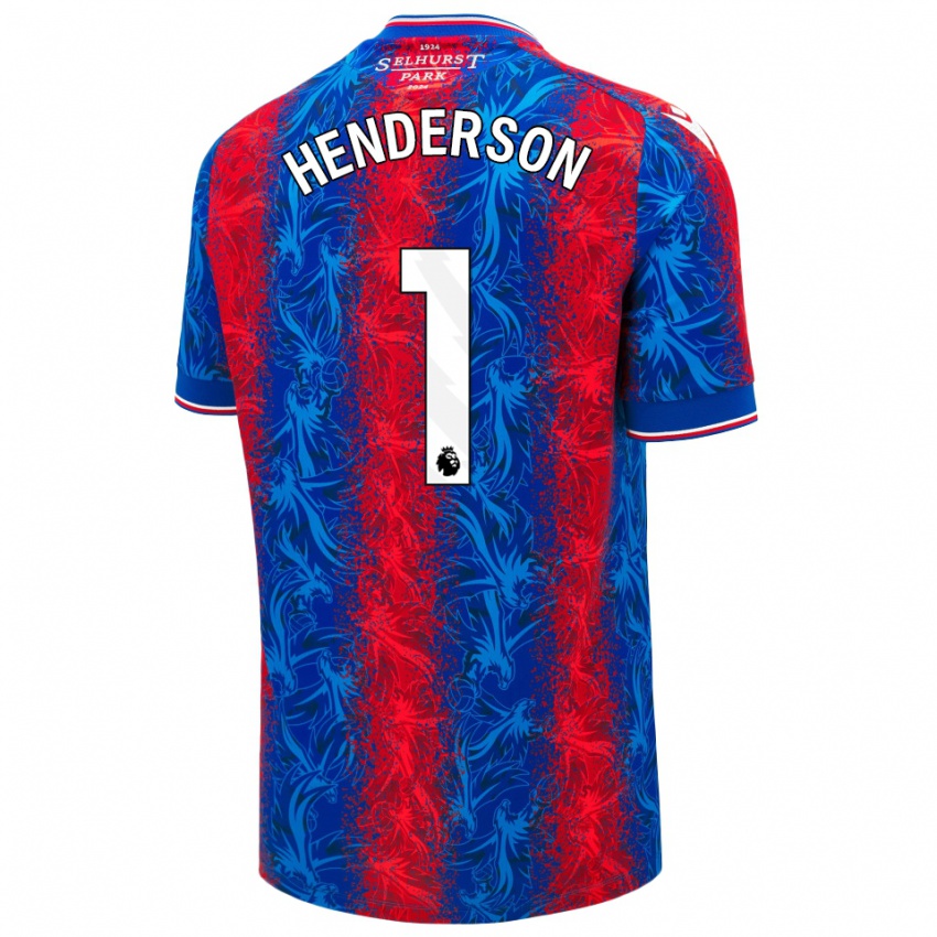 Gyermek Dean Henderson #1 Piros Kék Csíkok Hazai Jersey 2024/25 Mez Póló Ing