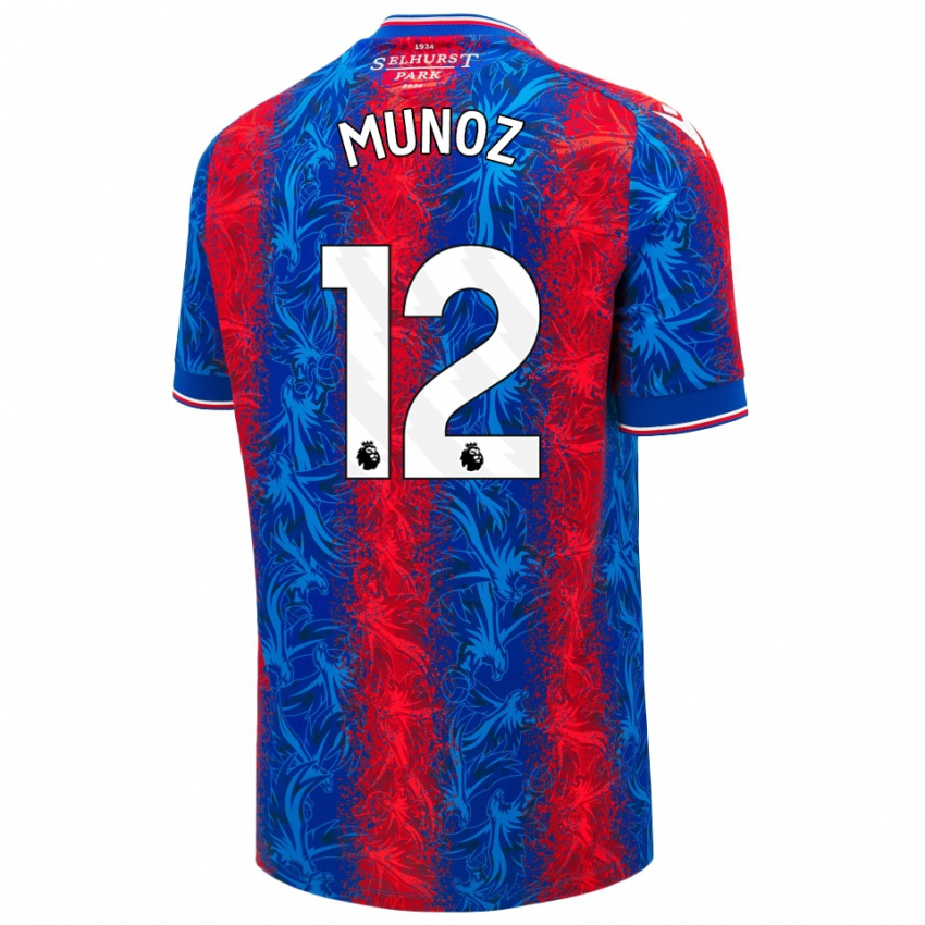 Gyermek Daniel Muñoz #12 Piros Kék Csíkok Hazai Jersey 2024/25 Mez Póló Ing