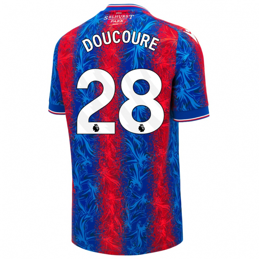 Gyermek Cheick Doucouré #28 Piros Kék Csíkok Hazai Jersey 2024/25 Mez Póló Ing