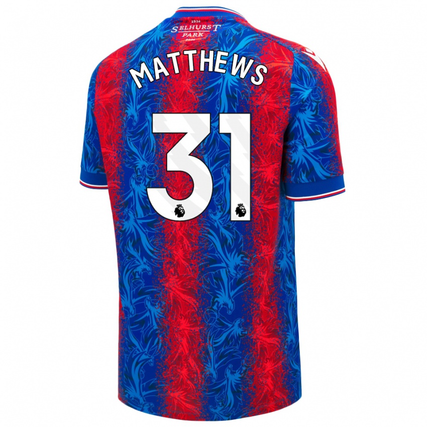 Gyermek Remi Matthews #31 Piros Kék Csíkok Hazai Jersey 2024/25 Mez Póló Ing