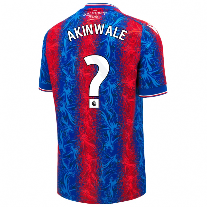 Gyermek Victor Akinwale #0 Piros Kék Csíkok Hazai Jersey 2024/25 Mez Póló Ing