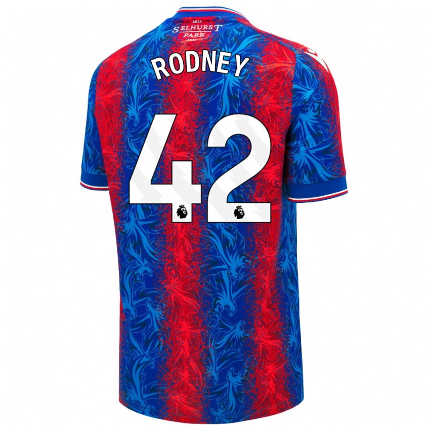 Gyermek Kaden Rodney #42 Piros Kék Csíkok Hazai Jersey 2024/25 Mez Póló Ing