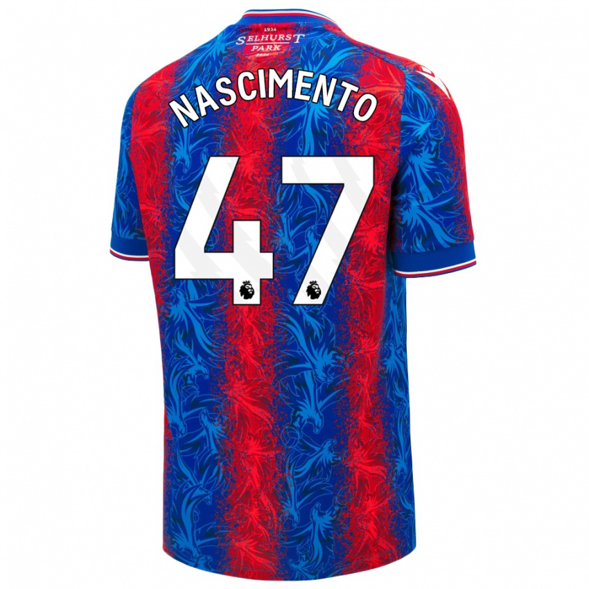 Gyermek Adler Nascimento #47 Piros Kék Csíkok Hazai Jersey 2024/25 Mez Póló Ing