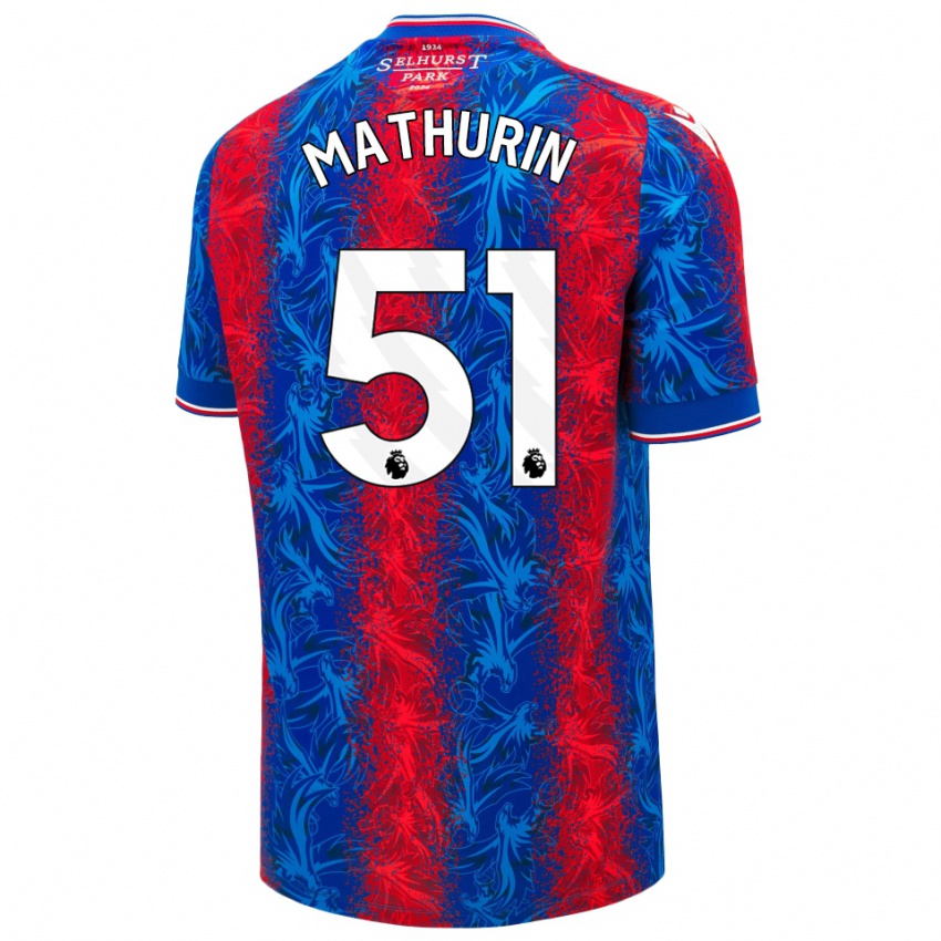 Gyermek Roshaun Mathurin #51 Piros Kék Csíkok Hazai Jersey 2024/25 Mez Póló Ing