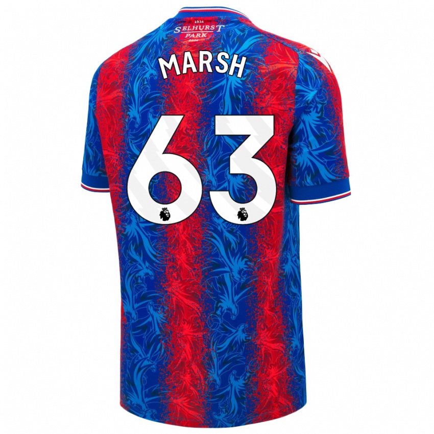 Gyermek Zach Marsh #63 Piros Kék Csíkok Hazai Jersey 2024/25 Mez Póló Ing