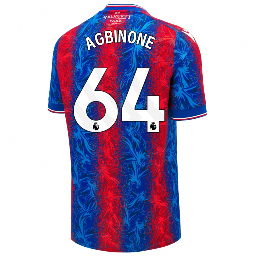 Gyermek Asher Agbinone #64 Piros Kék Csíkok Hazai Jersey 2024/25 Mez Póló Ing