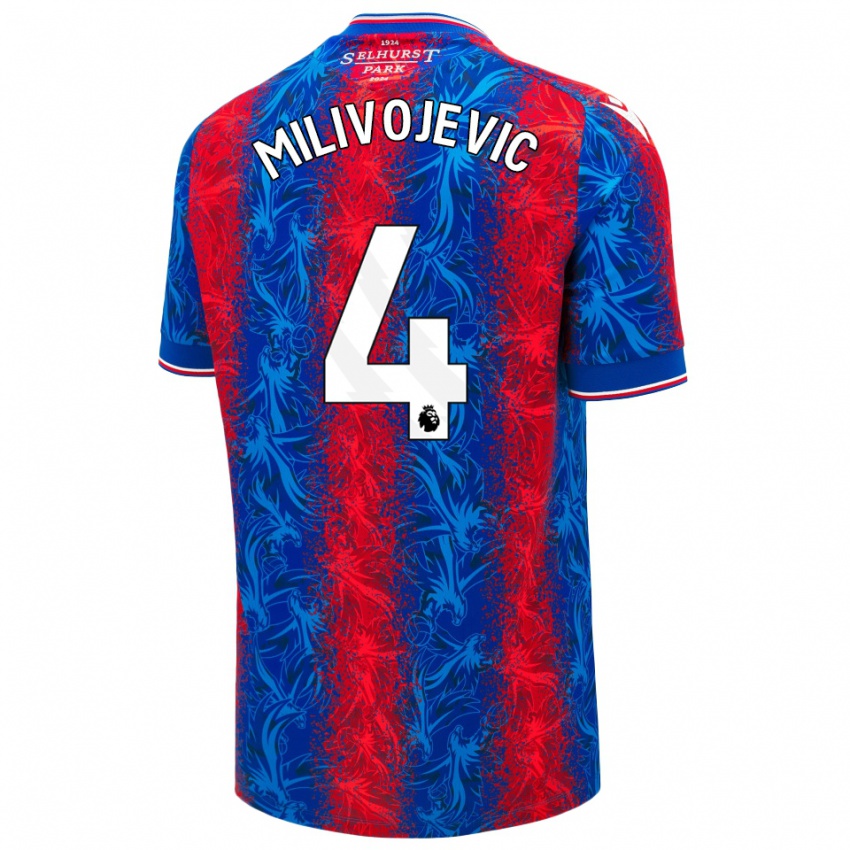 Gyermek Luka Milivojevic #4 Piros Kék Csíkok Hazai Jersey 2024/25 Mez Póló Ing