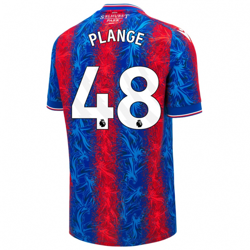 Gyermek Luke Plange #48 Piros Kék Csíkok Hazai Jersey 2024/25 Mez Póló Ing