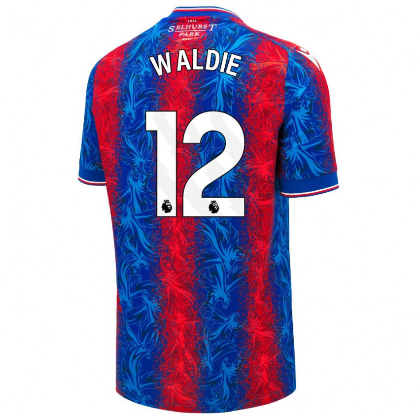 Gyermek Lizzie Waldie #12 Piros Kék Csíkok Hazai Jersey 2024/25 Mez Póló Ing