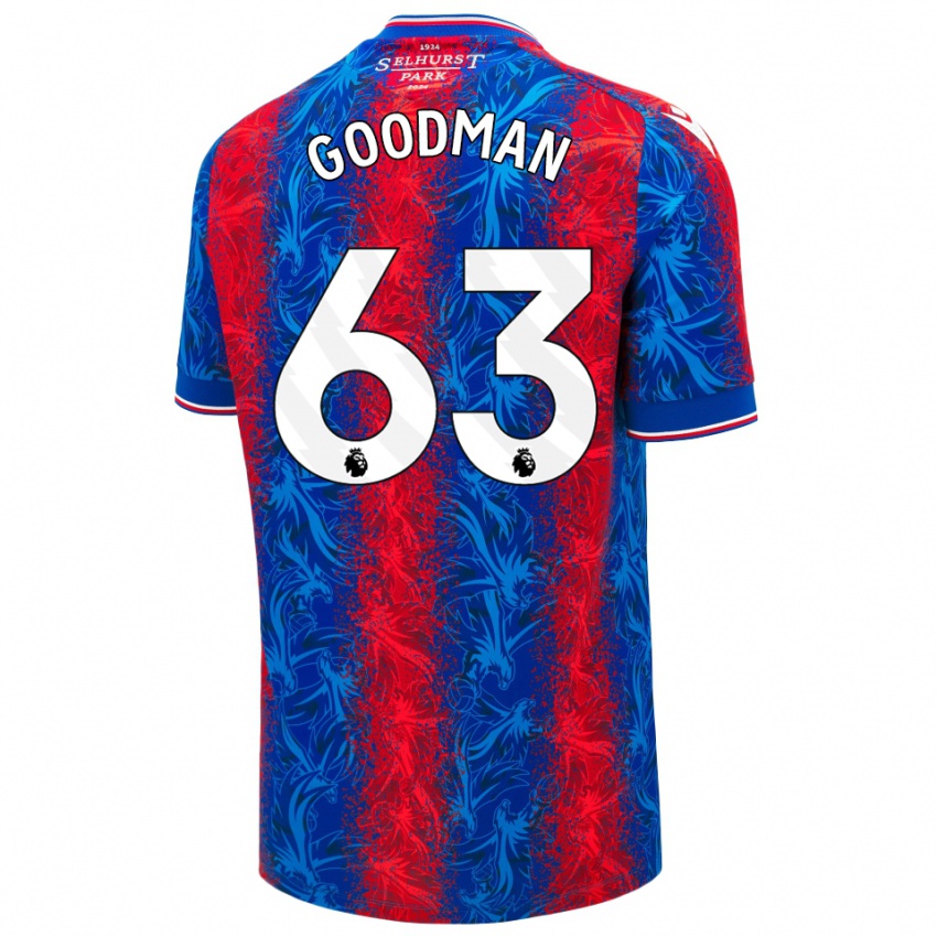 Gyermek Owen Goodman #63 Piros Kék Csíkok Hazai Jersey 2024/25 Mez Póló Ing