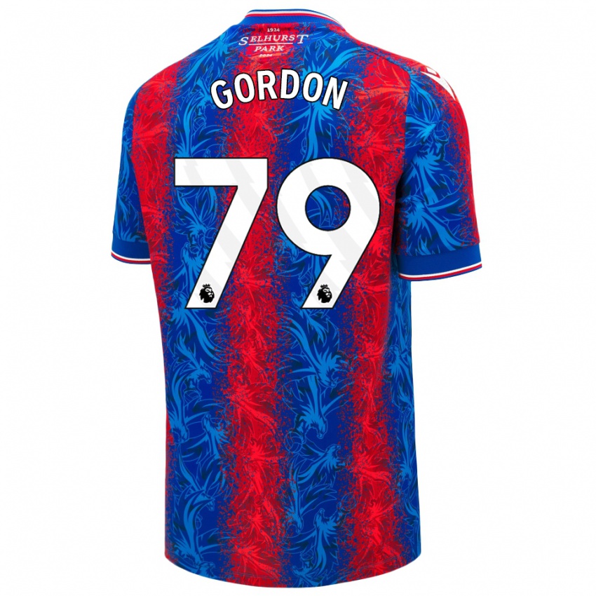 Gyermek John-Kymani Gordon #79 Piros Kék Csíkok Hazai Jersey 2024/25 Mez Póló Ing