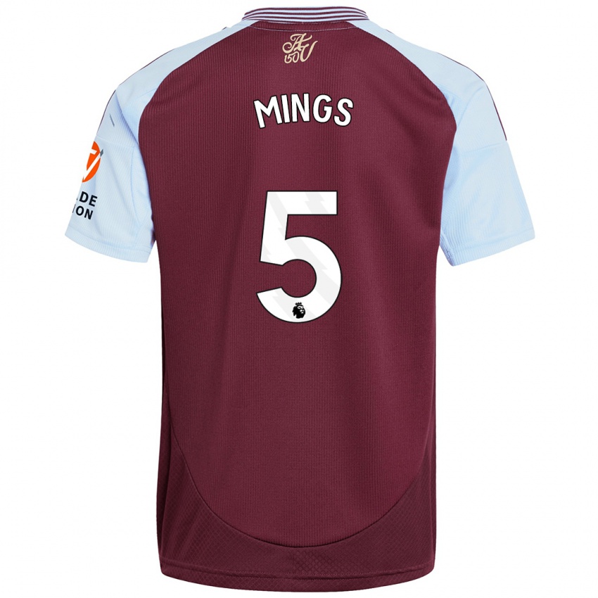 Gyermek Tyrone Mings #5 Bordó Égszínkék Hazai Jersey 2024/25 Mez Póló Ing