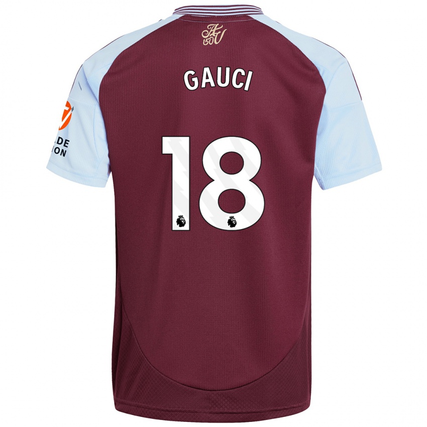 Gyermek Joe Gauci #18 Bordó Égszínkék Hazai Jersey 2024/25 Mez Póló Ing