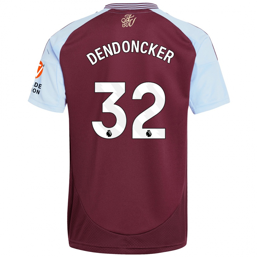 Gyermek Leander Dendoncker #32 Bordó Égszínkék Hazai Jersey 2024/25 Mez Póló Ing