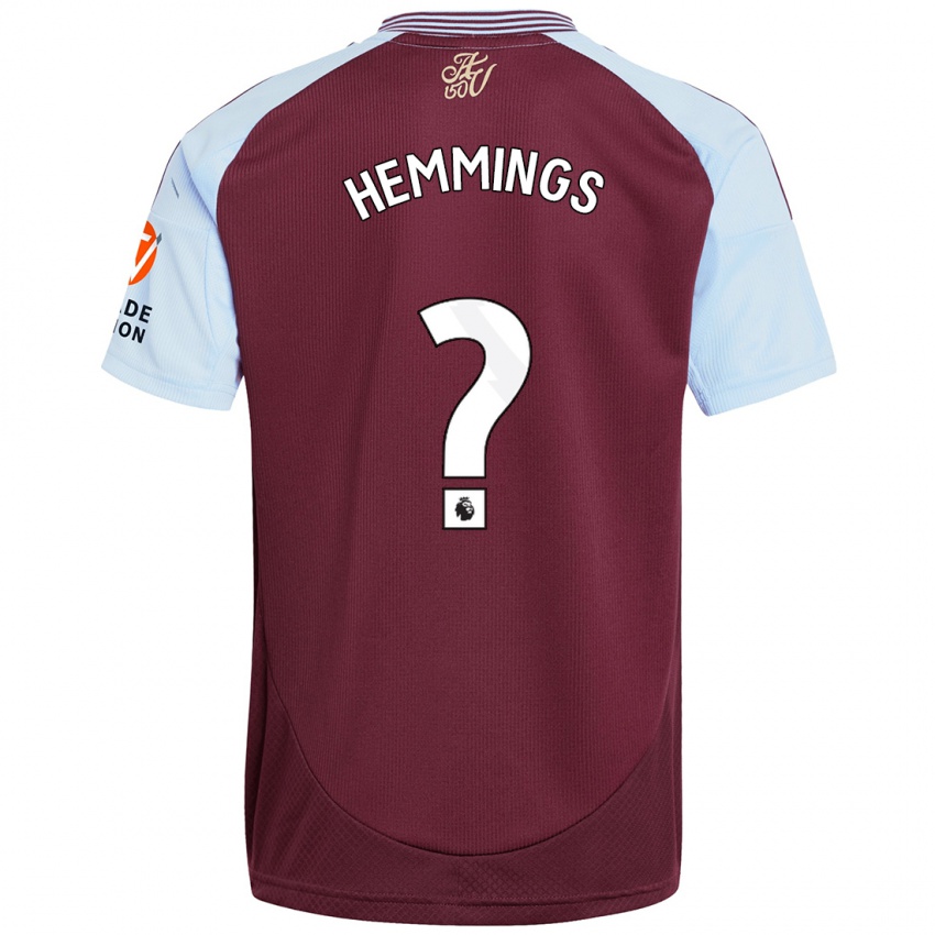 Gyermek George Hemmings #0 Bordó Égszínkék Hazai Jersey 2024/25 Mez Póló Ing