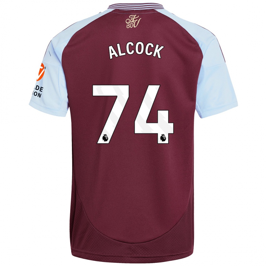 Gyermek Todd Alcock #74 Bordó Égszínkék Hazai Jersey 2024/25 Mez Póló Ing