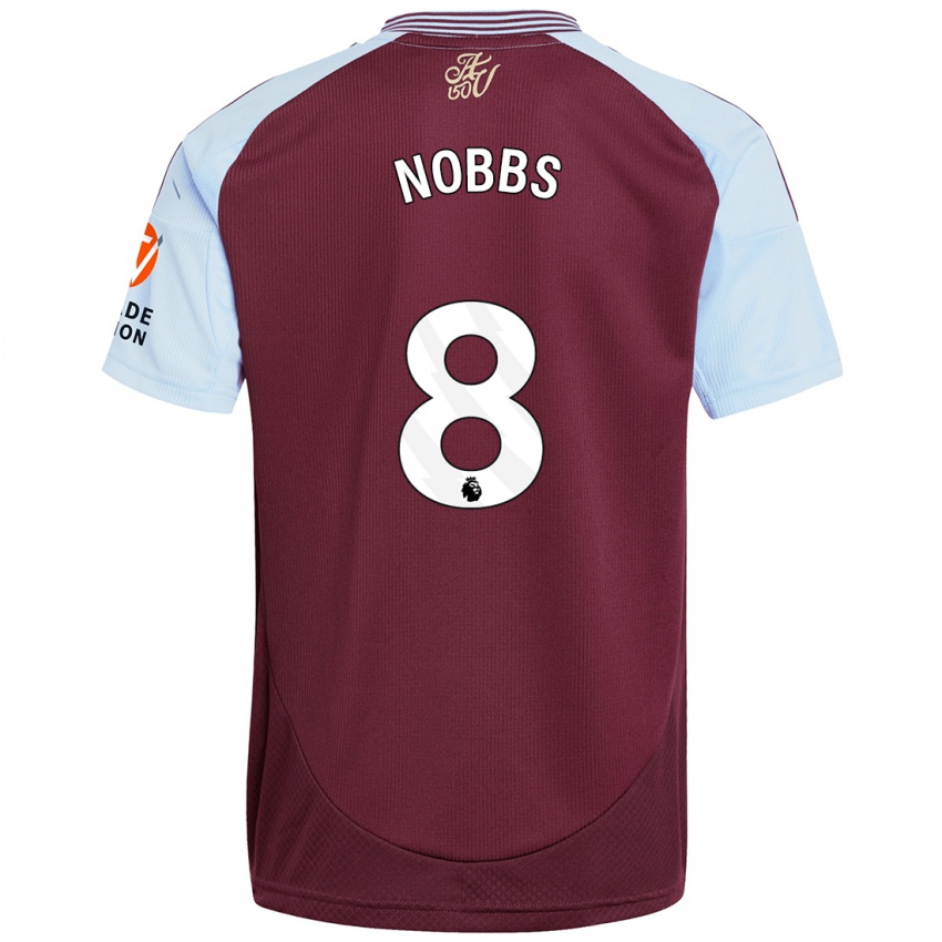 Gyermek Jordan Nobbs #8 Bordó Égszínkék Hazai Jersey 2024/25 Mez Póló Ing