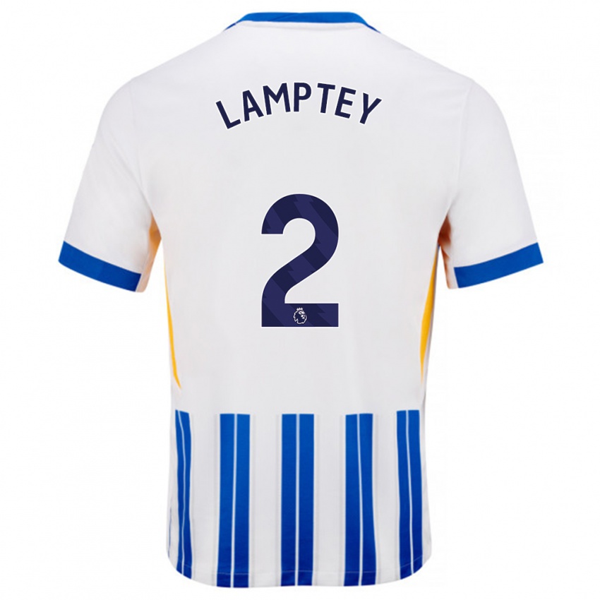 Gyermek Tariq Lamptey #2 Fehér Kék Csíkos Hazai Jersey 2024/25 Mez Póló Ing