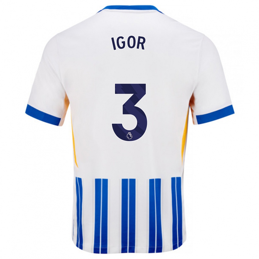 Gyermek Igor #3 Fehér Kék Csíkos Hazai Jersey 2024/25 Mez Póló Ing