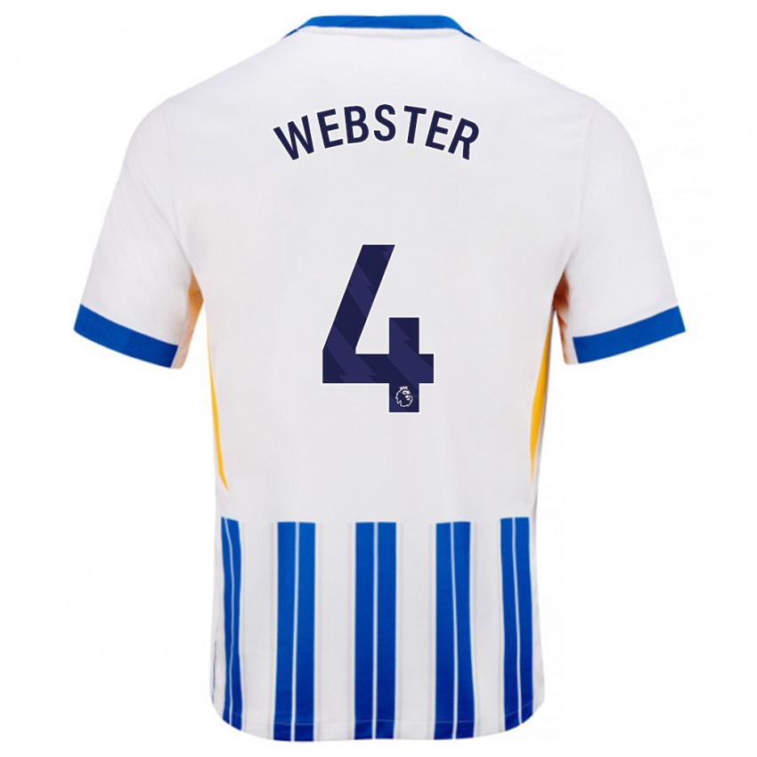 Gyermek Adam Webster #4 Fehér Kék Csíkos Hazai Jersey 2024/25 Mez Póló Ing