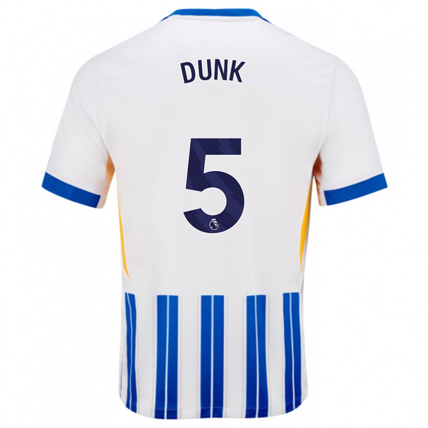 Gyermek Lewis Dunk #5 Fehér Kék Csíkos Hazai Jersey 2024/25 Mez Póló Ing