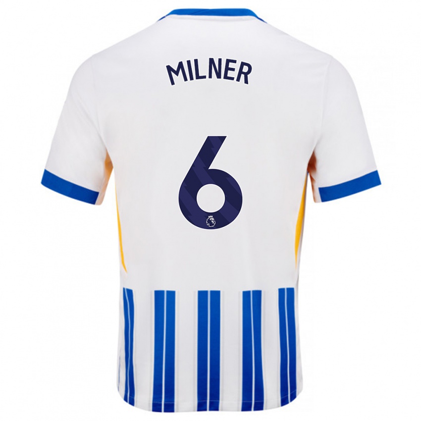 Gyermek James Milner #6 Fehér Kék Csíkos Hazai Jersey 2024/25 Mez Póló Ing