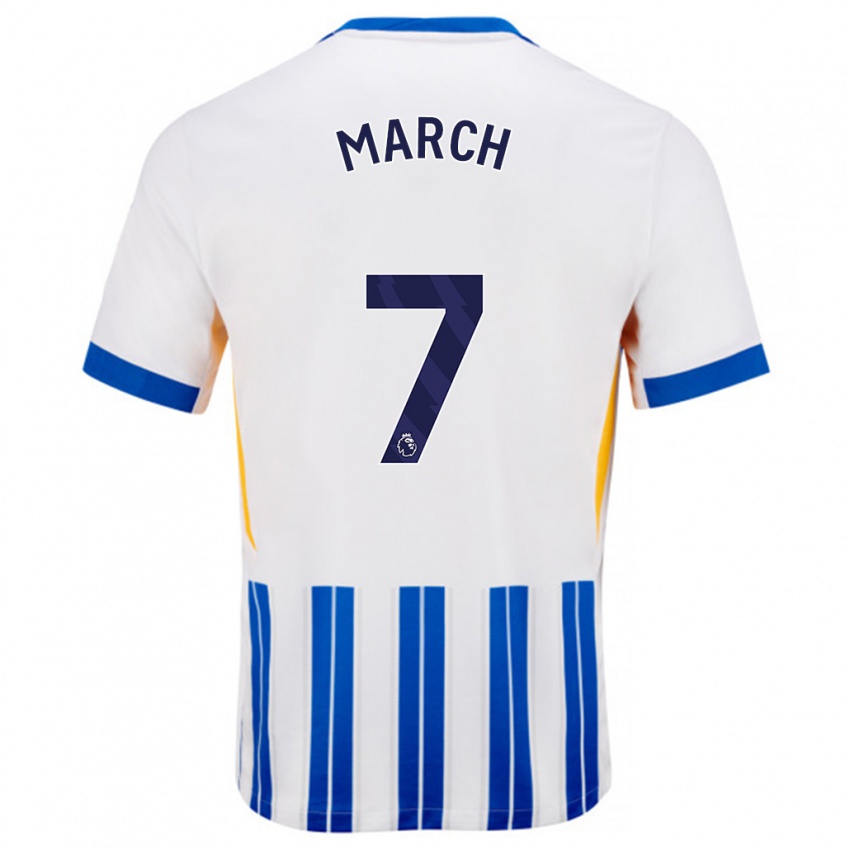 Gyermek Solly March #7 Fehér Kék Csíkos Hazai Jersey 2024/25 Mez Póló Ing