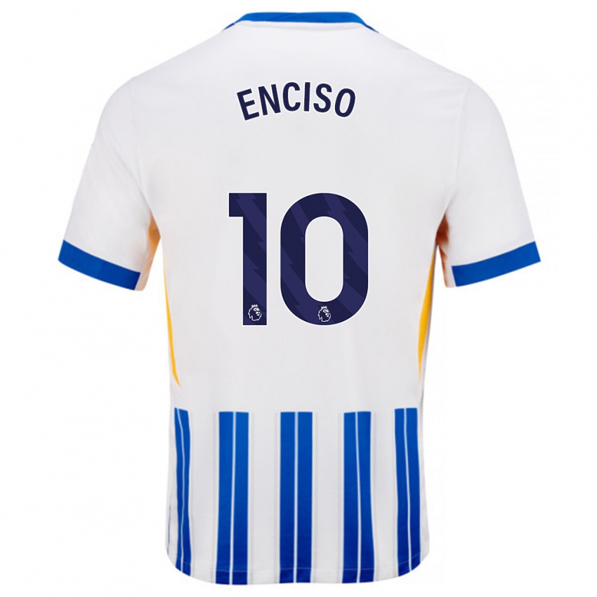 Gyermek Julio Enciso #10 Fehér Kék Csíkos Hazai Jersey 2024/25 Mez Póló Ing