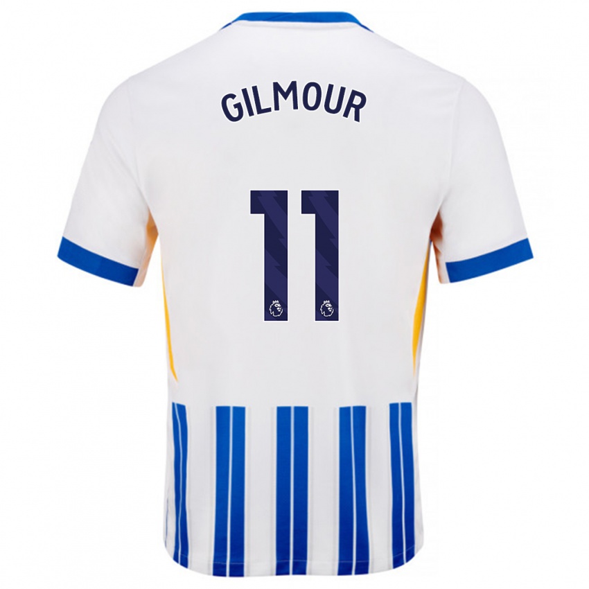 Gyermek Billy Gilmour #11 Fehér Kék Csíkos Hazai Jersey 2024/25 Mez Póló Ing