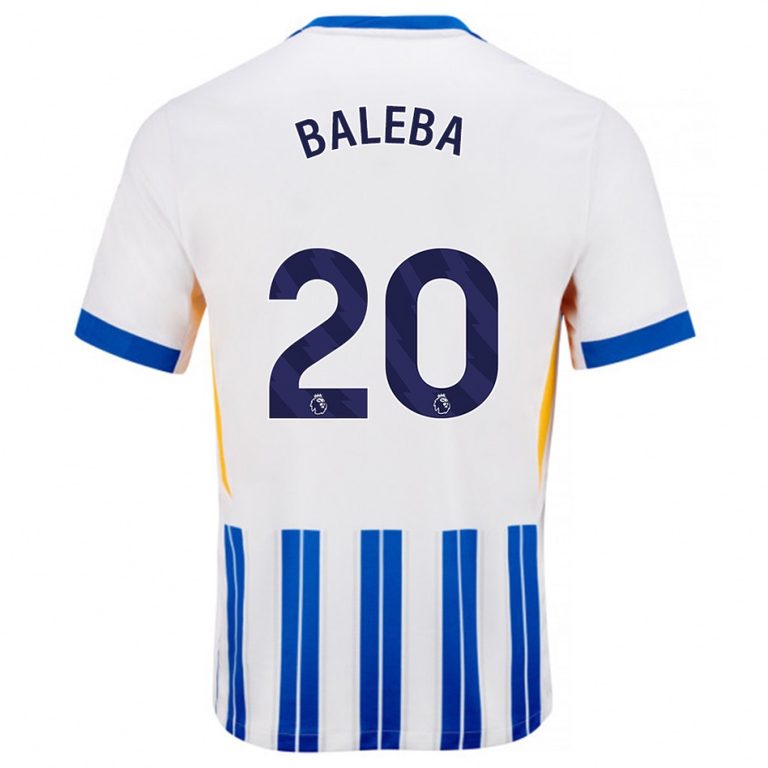 Gyermek Carlos Baleba #20 Fehér Kék Csíkos Hazai Jersey 2024/25 Mez Póló Ing