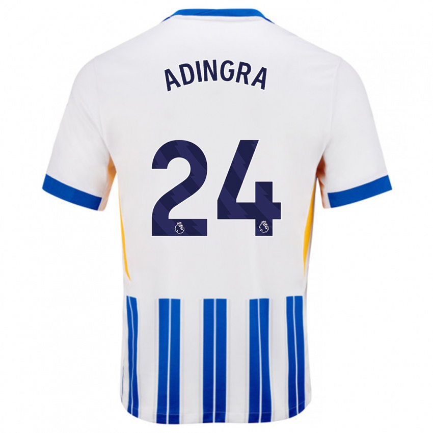 Gyermek Simon Adingra #24 Fehér Kék Csíkos Hazai Jersey 2024/25 Mez Póló Ing