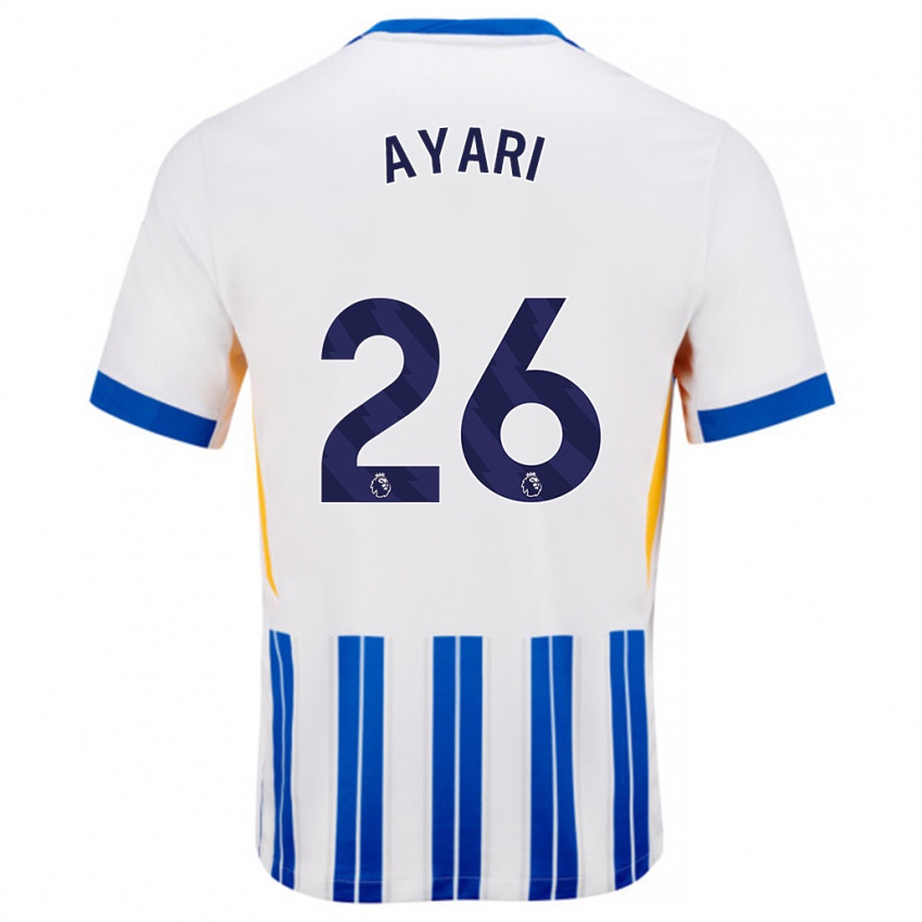 Gyermek Yasin Ayari #26 Fehér Kék Csíkos Hazai Jersey 2024/25 Mez Póló Ing