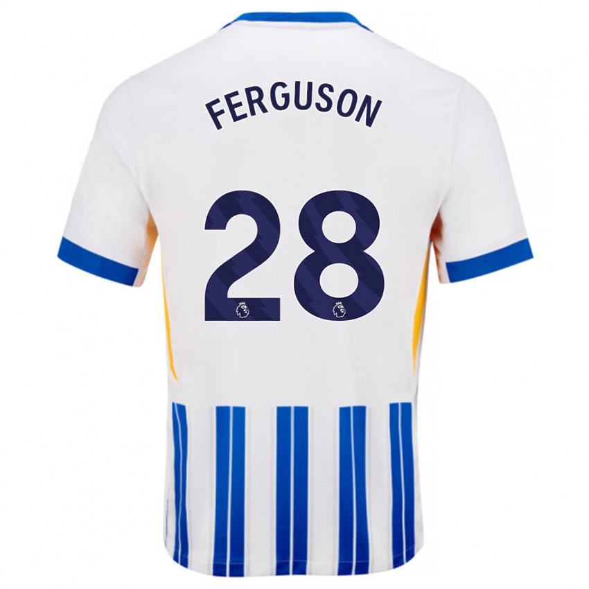 Gyermek Evan Ferguson #28 Fehér Kék Csíkos Hazai Jersey 2024/25 Mez Póló Ing