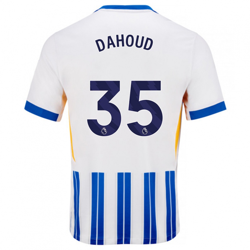 Gyermek Mahmoud Dahoud #35 Fehér Kék Csíkos Hazai Jersey 2024/25 Mez Póló Ing