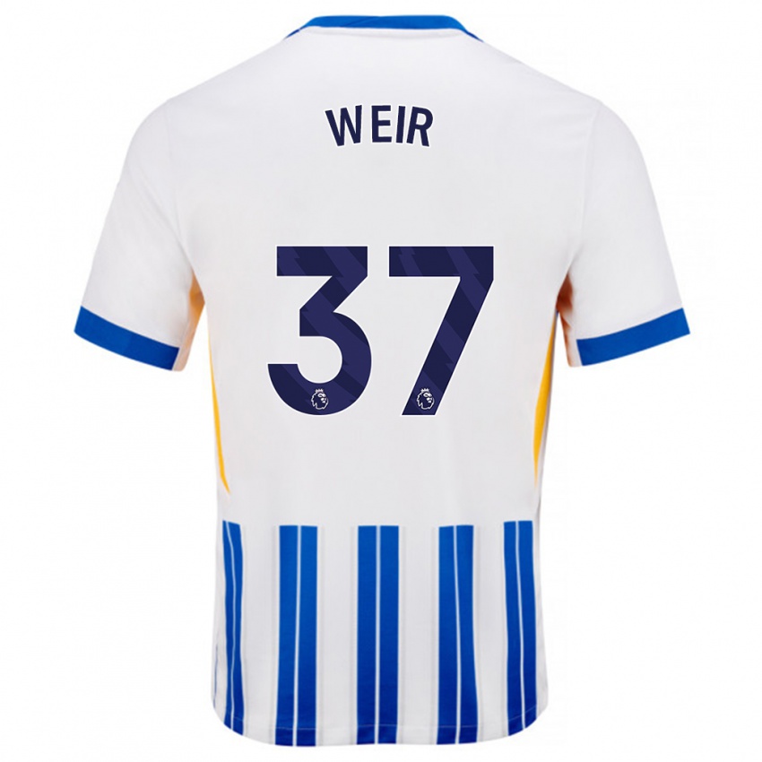 Gyermek Jensen Weir #37 Fehér Kék Csíkos Hazai Jersey 2024/25 Mez Póló Ing