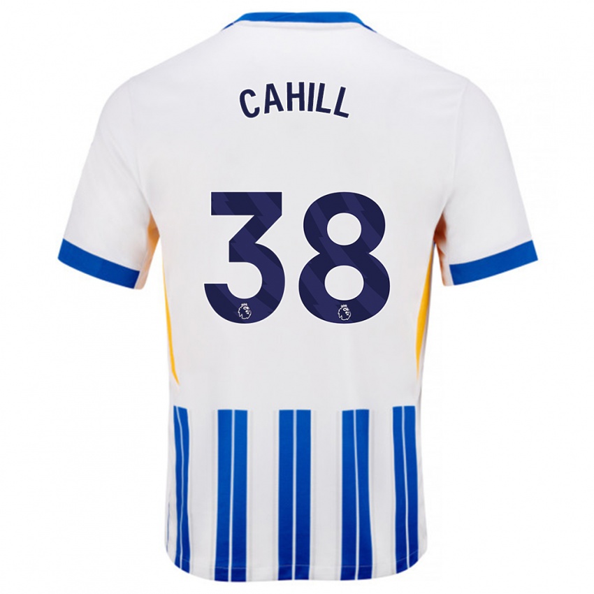 Gyermek Killian Cahill #38 Fehér Kék Csíkos Hazai Jersey 2024/25 Mez Póló Ing