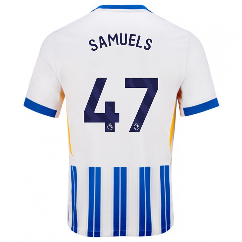 Gyermek Imari Samuels #47 Fehér Kék Csíkos Hazai Jersey 2024/25 Mez Póló Ing