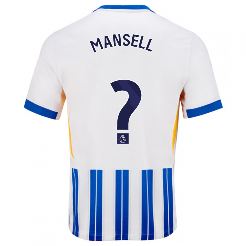 Gyermek Alfie Mansell #0 Fehér Kék Csíkos Hazai Jersey 2024/25 Mez Póló Ing