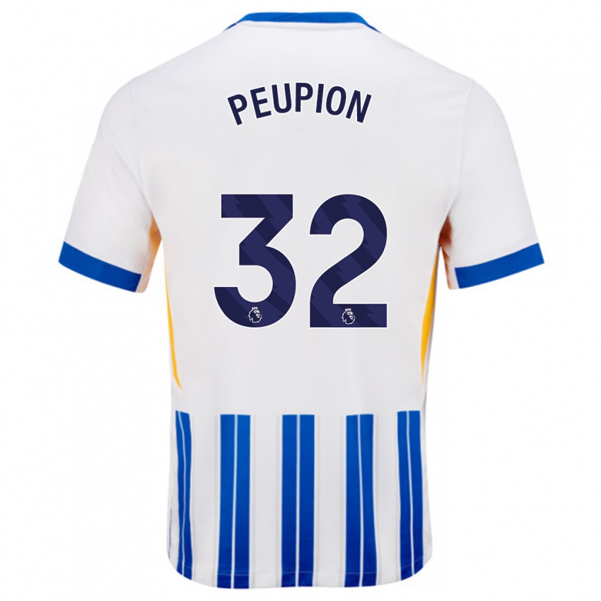 Gyermek Cameron Peupion #32 Fehér Kék Csíkos Hazai Jersey 2024/25 Mez Póló Ing