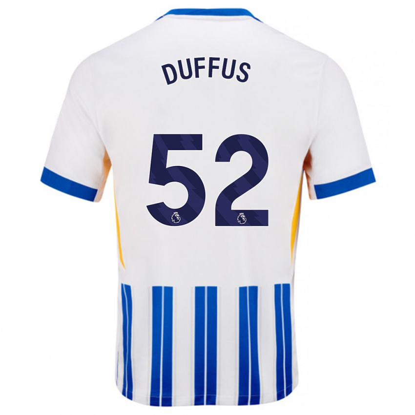 Gyermek Josh Duffus #52 Fehér Kék Csíkos Hazai Jersey 2024/25 Mez Póló Ing