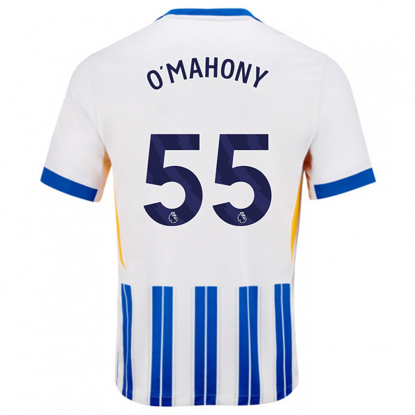 Gyermek Mark O'mahony #55 Fehér Kék Csíkos Hazai Jersey 2024/25 Mez Póló Ing