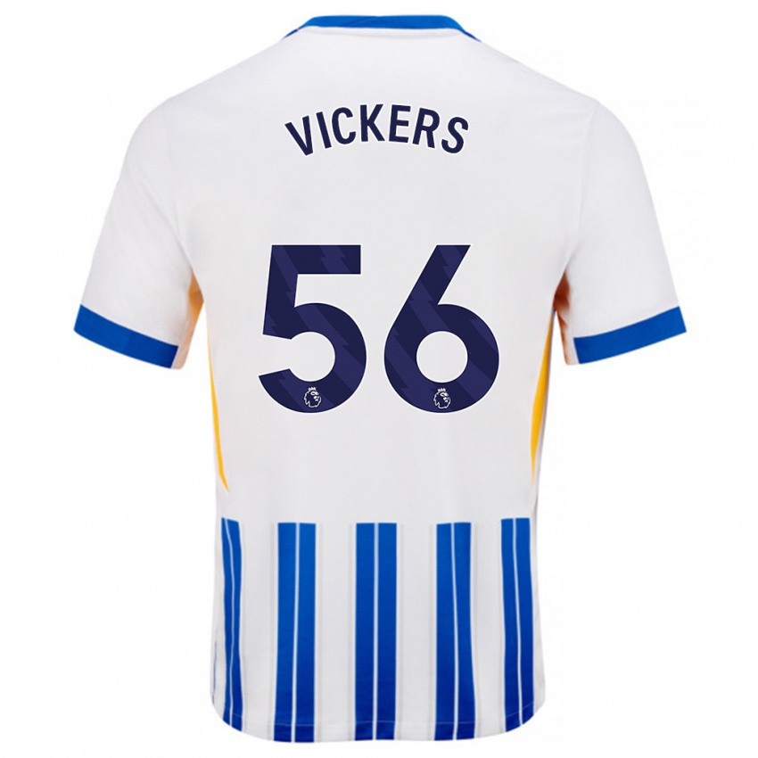 Gyermek Caylan Vickers #56 Fehér Kék Csíkos Hazai Jersey 2024/25 Mez Póló Ing