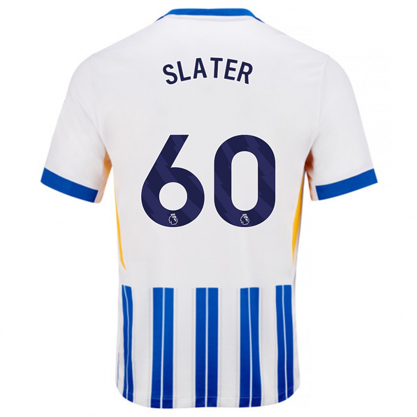 Gyermek Jacob Slater #60 Fehér Kék Csíkos Hazai Jersey 2024/25 Mez Póló Ing