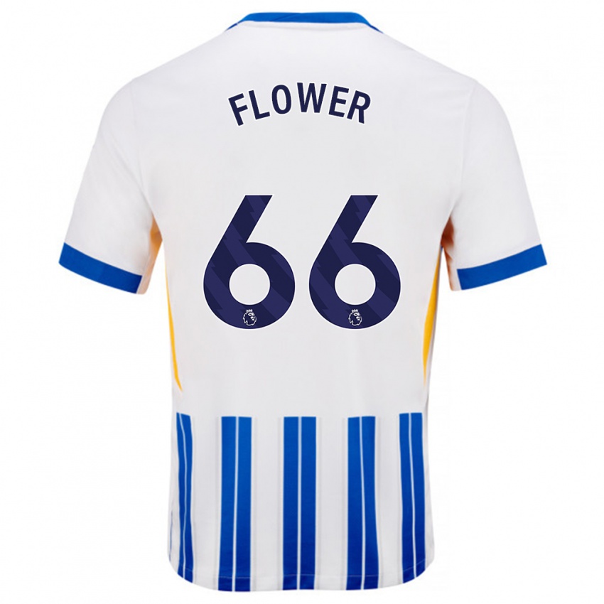 Gyermek Louis Flower #66 Fehér Kék Csíkos Hazai Jersey 2024/25 Mez Póló Ing